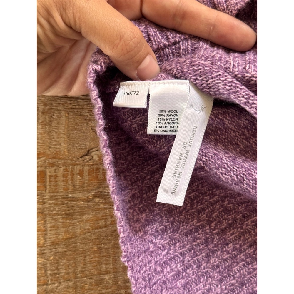 NWT Vintage Ann Taylor LOFT Wool Angora Cashmere Sweater Purple Henley sz M cozy - Picture 8 of 8